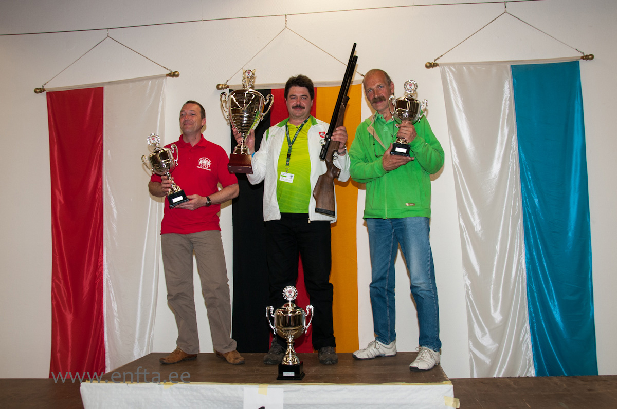 Best 3 Springer shooters. Third place Brian Sanson UK, Second place Alexas Jaunius LT, First place Linas Burvys LT.